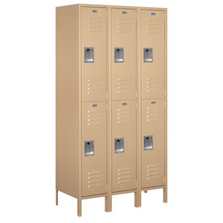 SALSBURY INDUSTRIES Wardrobe Locker, 45" W, 18" D, 78" H, (3) Wide, (6) Openings, Tan 52368TN-U